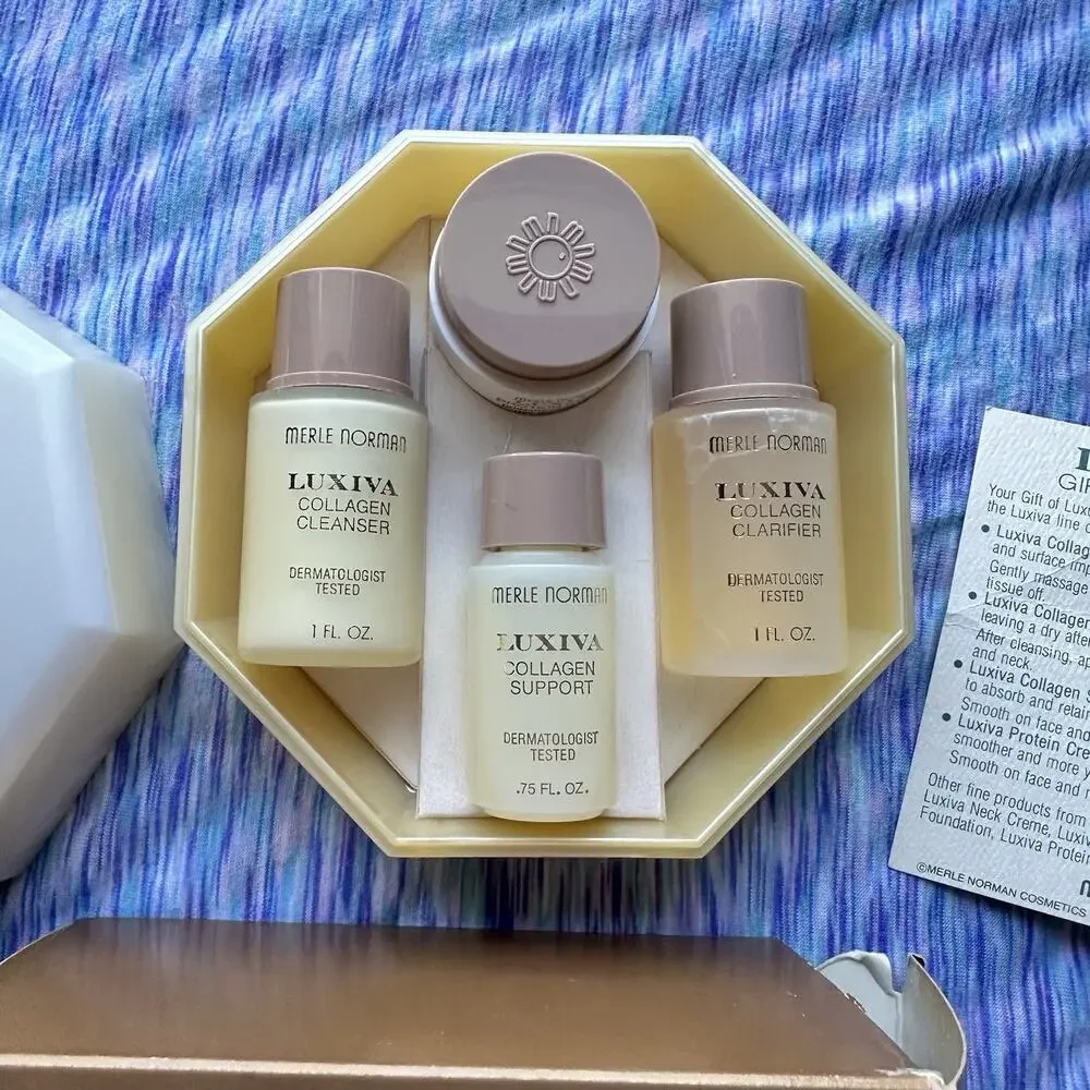 Vintage Merle Norman Luxiva Gift Set New In Box Collagen Cleanser Serum